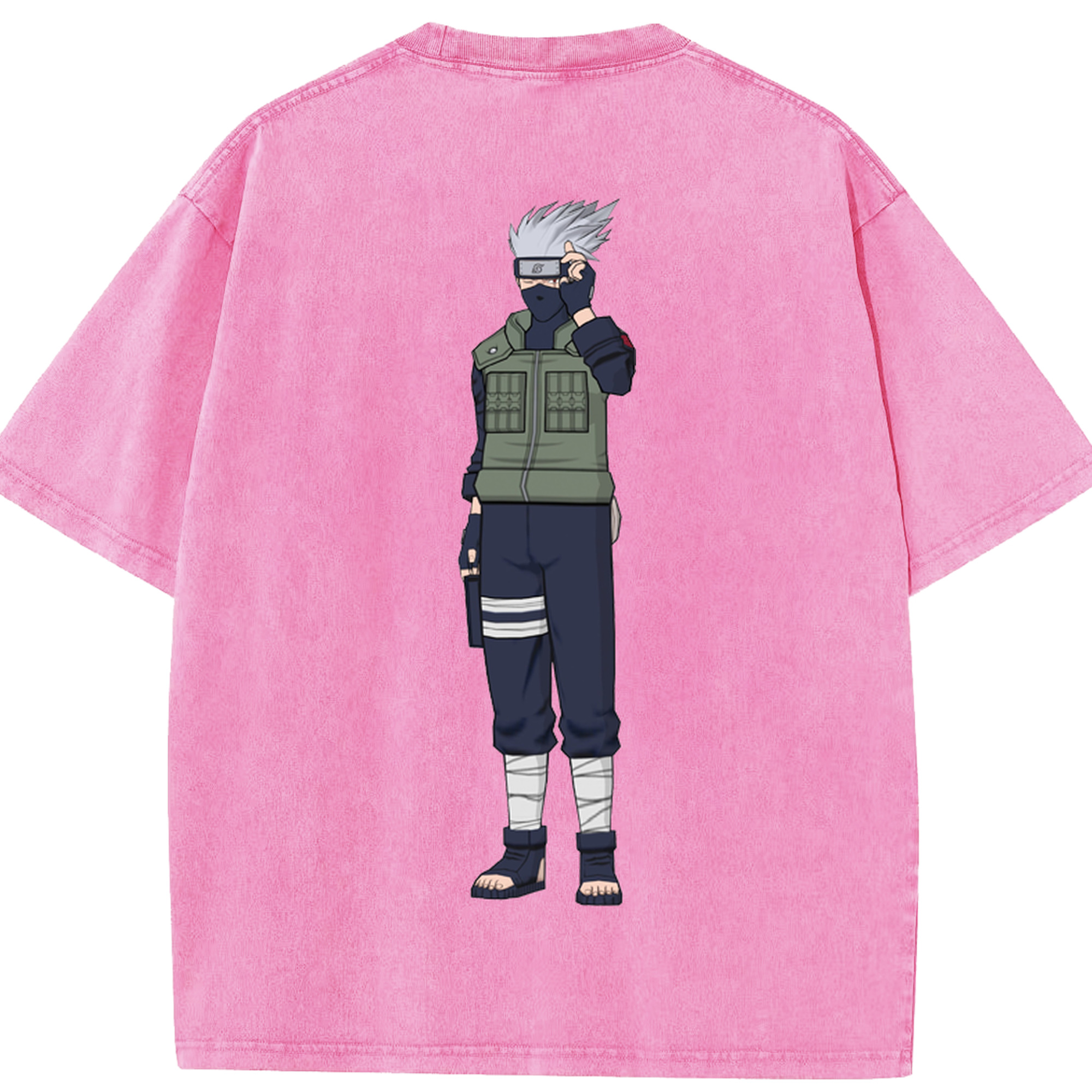 （画像用） NARUTO -ナルト- はたけ カカシ Hatake Kakashi 綿100% ヴィンテージ風 半袖Tシャツ（背面プリント）
